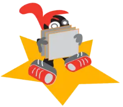 Illustration von Anne. Sie sitzt auf einem gelben Stern und liest.